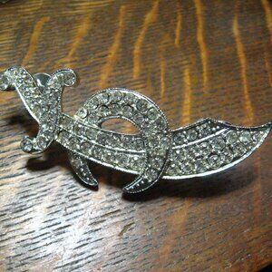 Shriners Masonic Rhinestone Silver Sword Moon Lapel Pin
